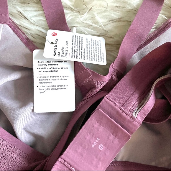 BNWT Lululemon Awake to Lace Dusty Rose bra, size 34DD - Picture 5 of 5